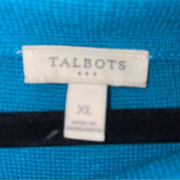 Talbots XL Sweater Top Blue Knit Cowl Neck - Picture 4 of 8
